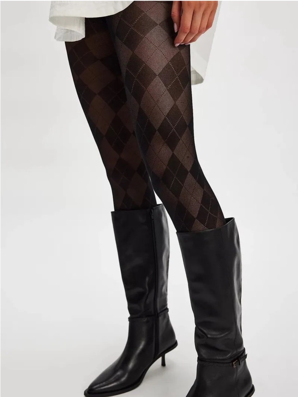 NWT Free People Allure Argyle Tights Size Medium / Large